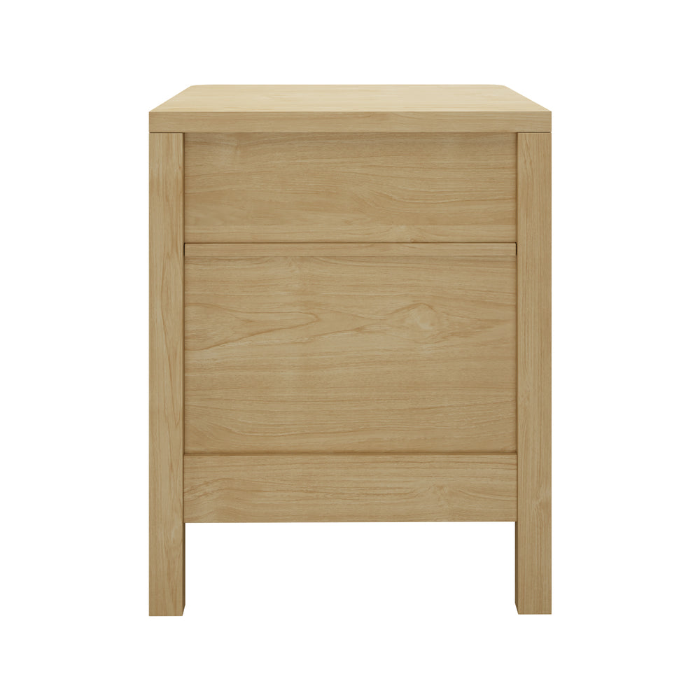 Oikiture Bedside Table 2 Drawers Side End Tables Open Shelf Natural