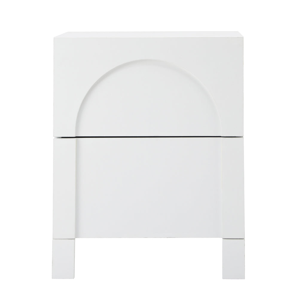 Oikiture Bedside Table 2 Drawers Side Table White