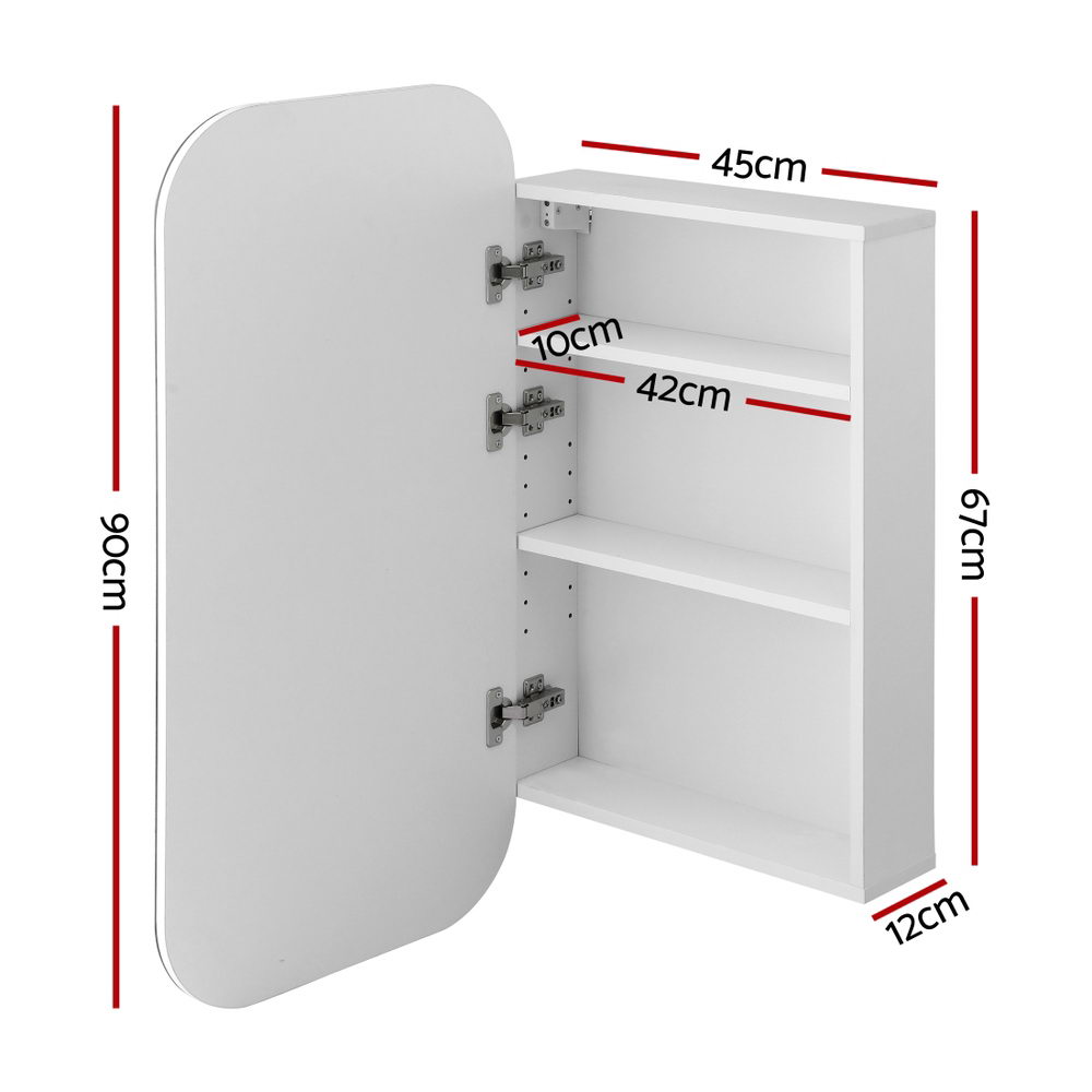 Cefito Bathroom Mirror Cabinet Medicine Shaving Arch Wall Hung 450x900mm White