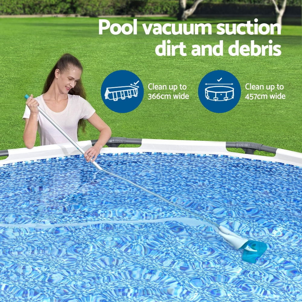 Bestway Pool Cleaner 2 Cleaning Heads Vacuum 6m Hose 1.9m Aluminium Pole