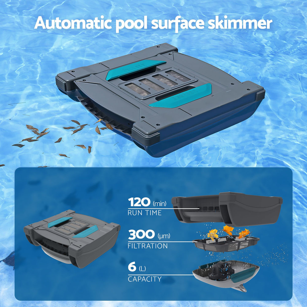 Bestway Robotic Pool Cleaner Automatic Vacuum Surface Skimmer Above Ground 2-in-1