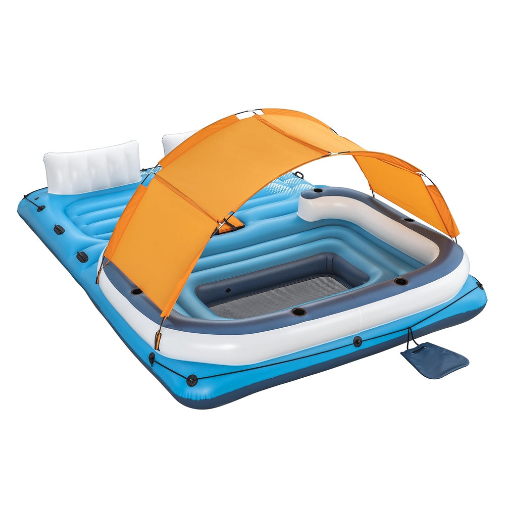Bestway Pool Float Island Inflatable Lounge 6-person Raft Seat Canopy