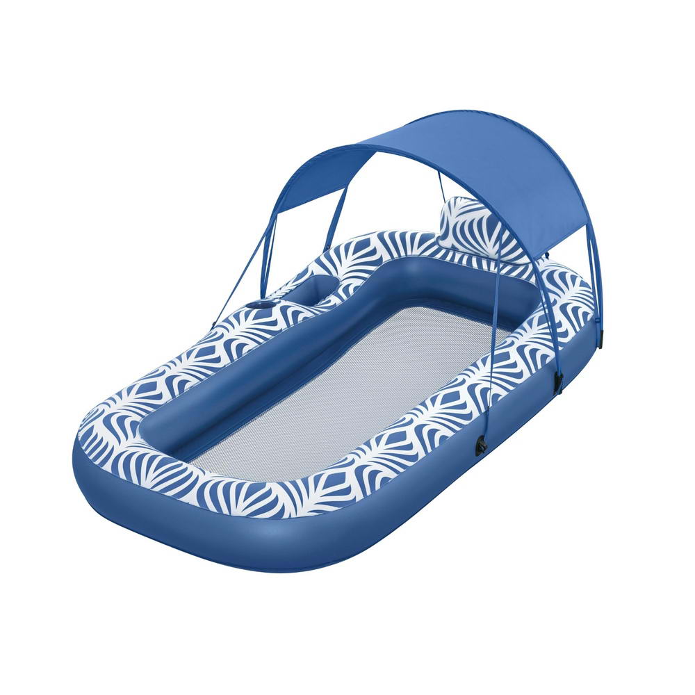 Bestway Blue Inflatable Pool Lounger with Removable Sunshade Canopy - 1.98m x 1.12m