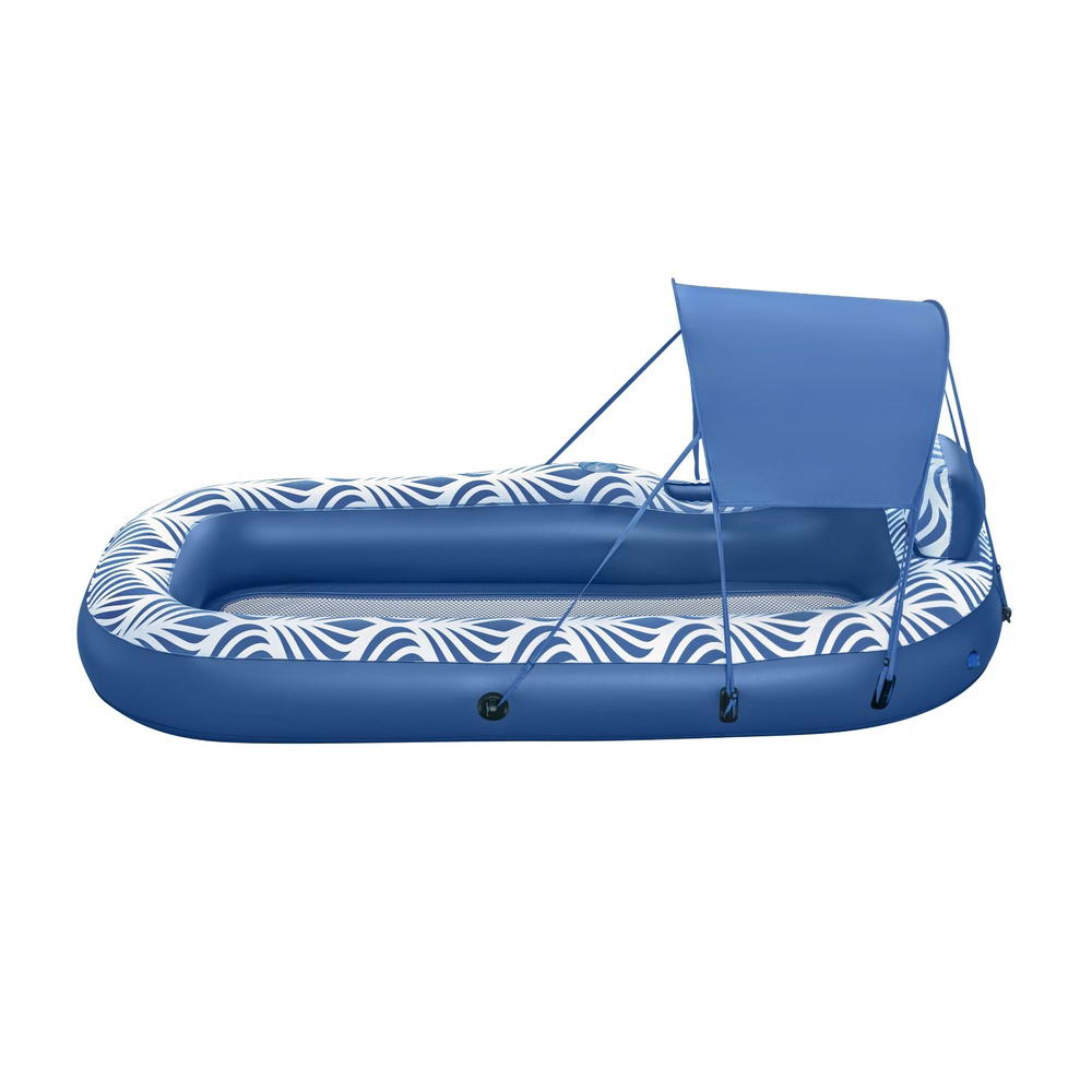 Bestway Blue Inflatable Pool Lounger with Removable Sunshade Canopy - 1.98m x 1.12m