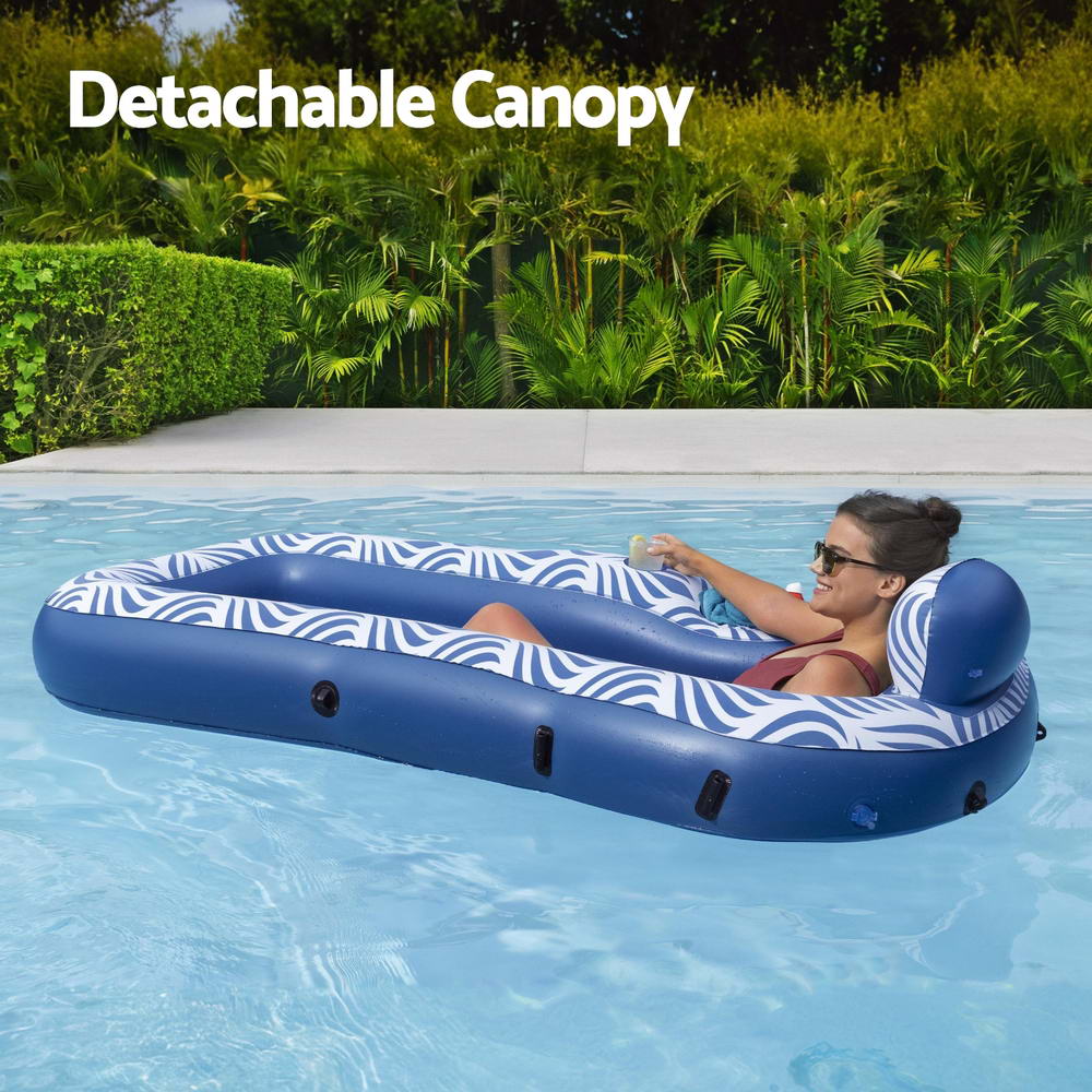 Bestway Blue Inflatable Pool Lounger with Removable Sunshade Canopy - 1.98m x 1.12m