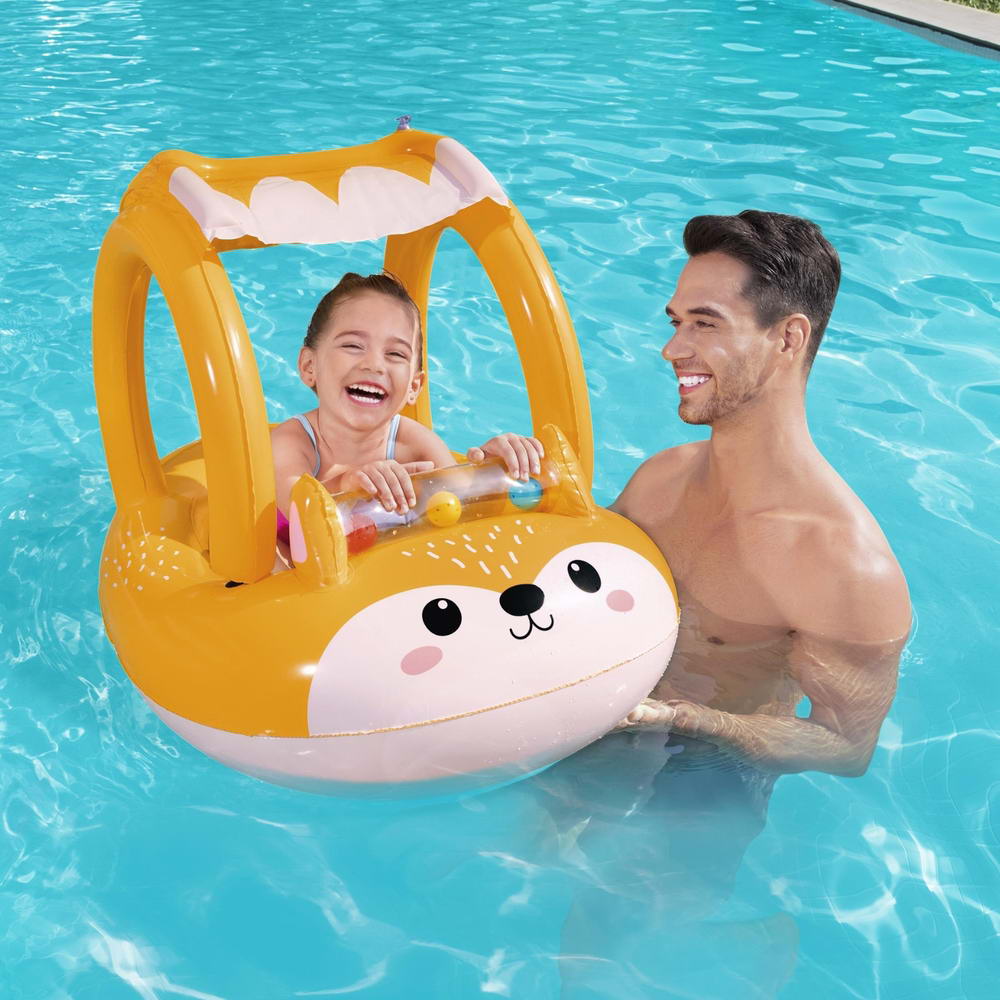 Bestway Kids' Inflatable Fox Pool Float with Removable Canopy - 94x66CM