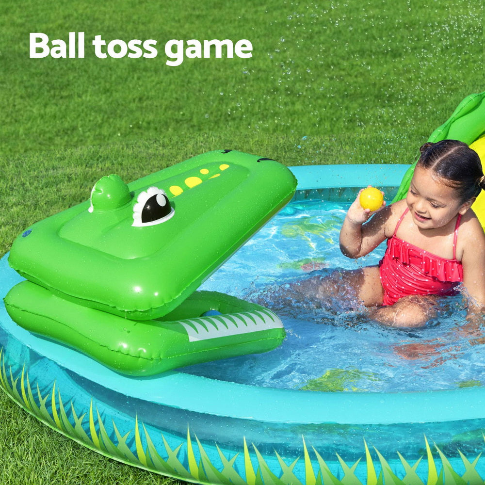 Bestway Kids Inflatable Splash Play Pool with Slide Ball Crocodile Fishing Net