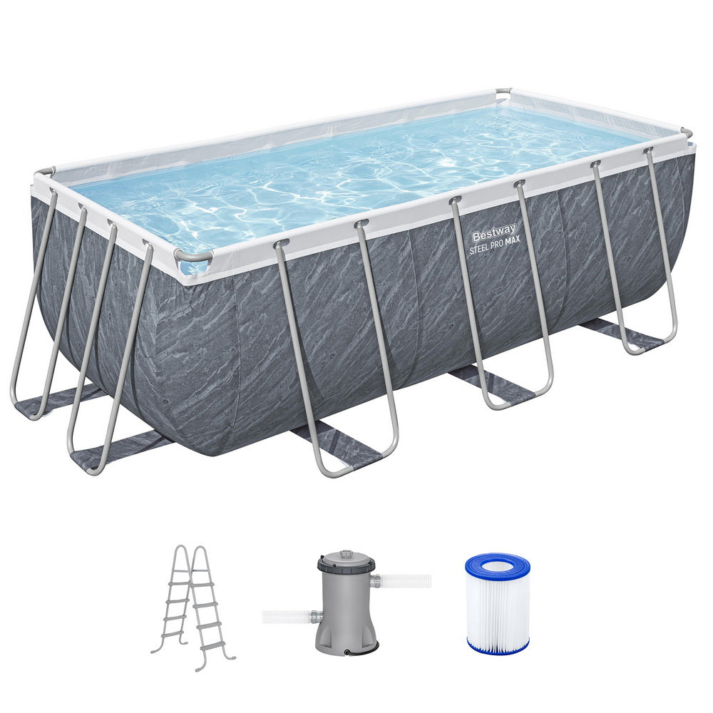 Bestway Swimming Pool 412x201x122cm Steel Frame Pool Set w/Pump Ladder