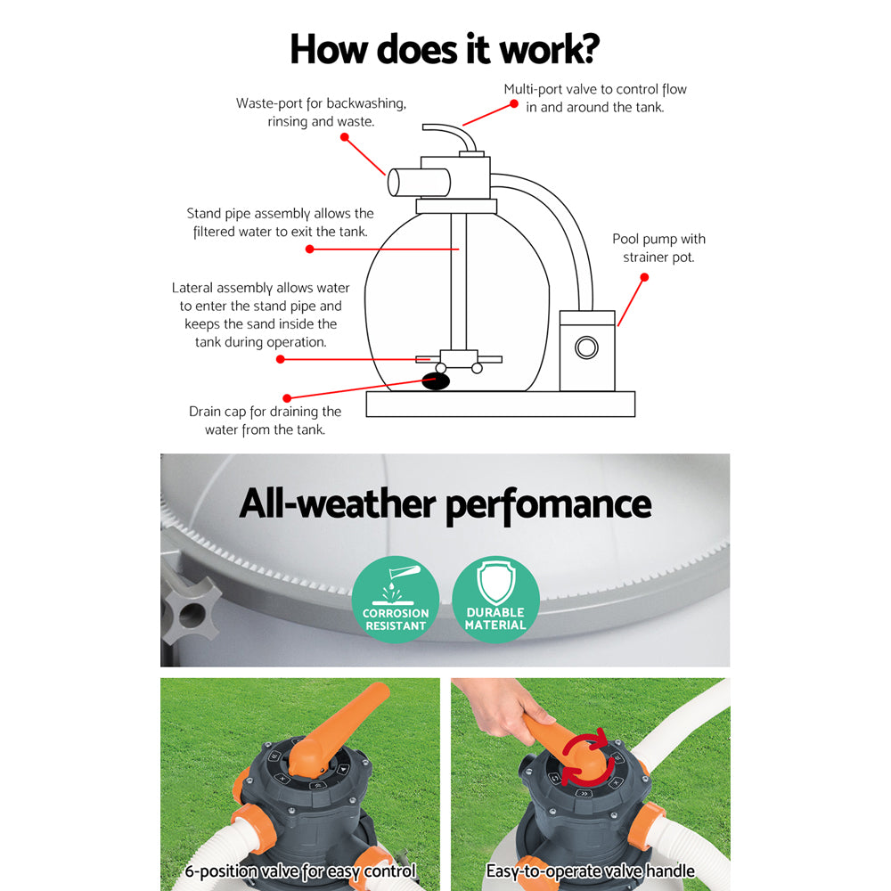 Bestway Pool Pump Sand Filter 3000GPH 11355L/H Pools Flowclear??Filters