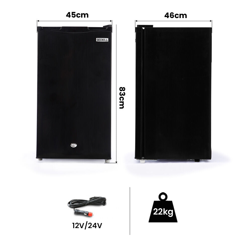 GECKO 95L Portable Upright Fridge, 12V/24V for Motorhome, Caravan, Black