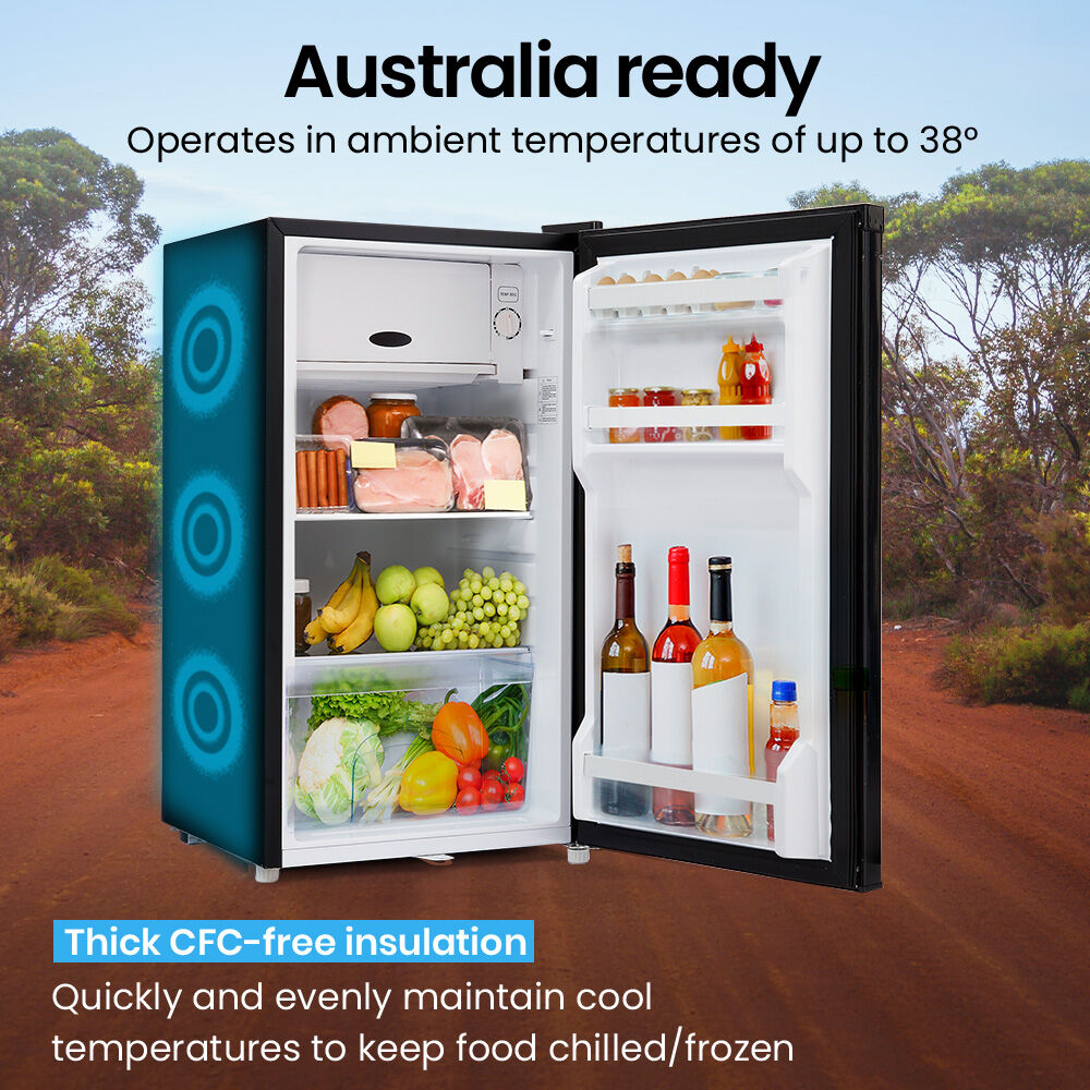 GECKO 95L Portable Upright Fridge, 12V/24V for Motorhome, Caravan, Black