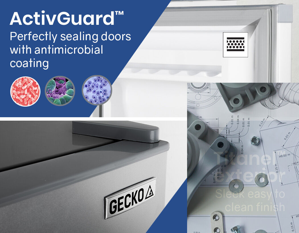 GECKO 95L Portable Upright Fridge, 12V/24V for Motorhome, Caravan, Silver