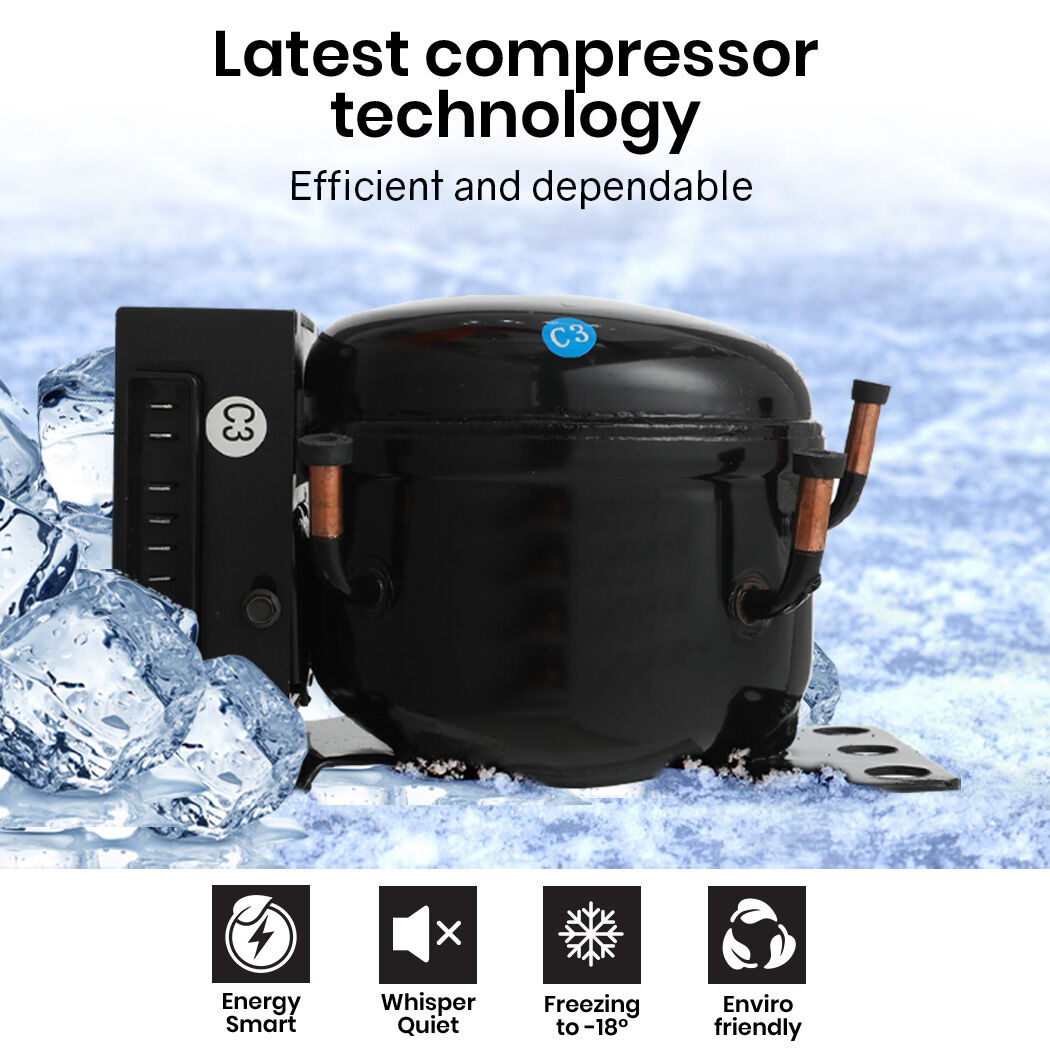 GECKO 125L Portable Upright Fridge, 12V/24V for Motorhome, Caravan, Black