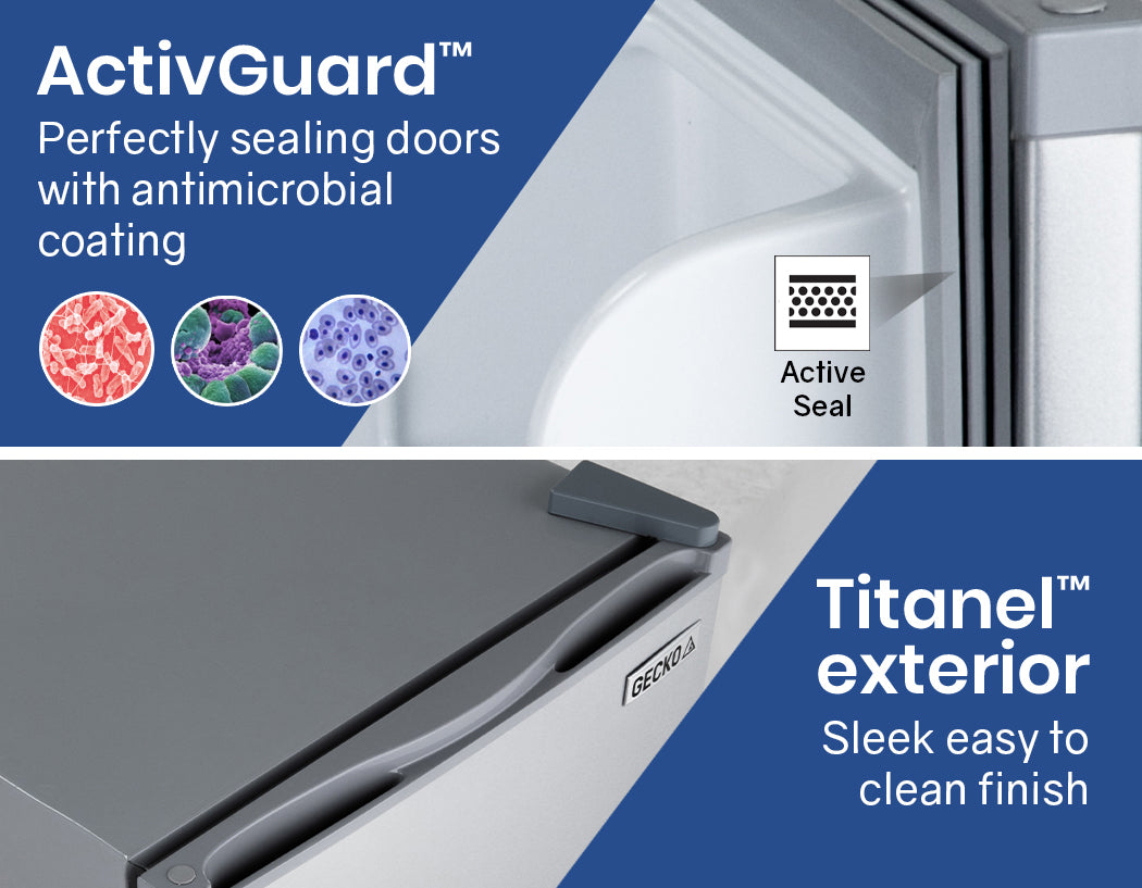 GECKO 57L Portable Camping Bar Fridge with Freezer 12V/24V, Silver