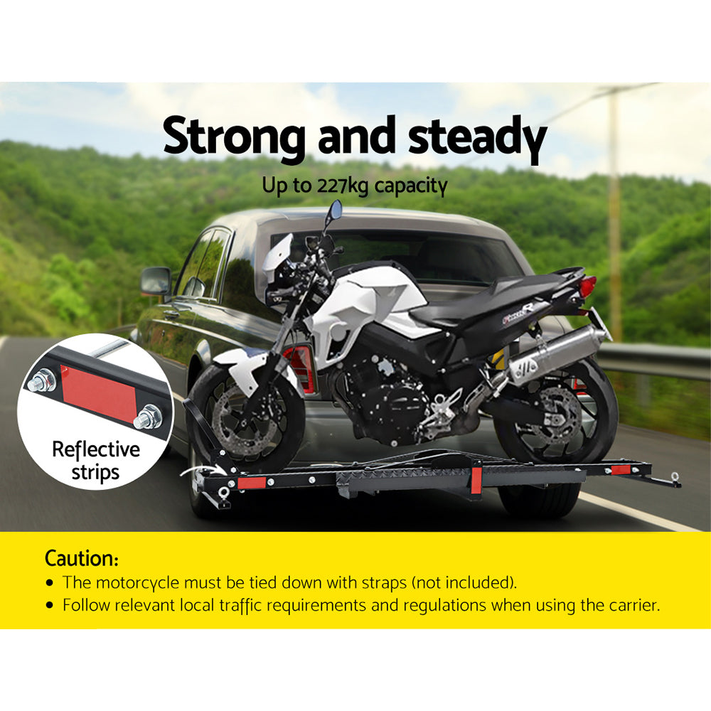 Giantz Motorcycle Motorbike Carrier Rack Arm Dirt Bike Ramp 2Towbar Steel Black,Giantz Motorcycle Mo
