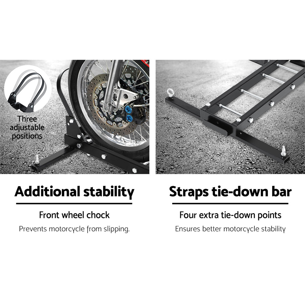 Giantz Motorcycle Motorbike Carrier Rack Arm Dirt Bike Ramp 2Towbar Steel Black,Giantz Motorcycle Mo