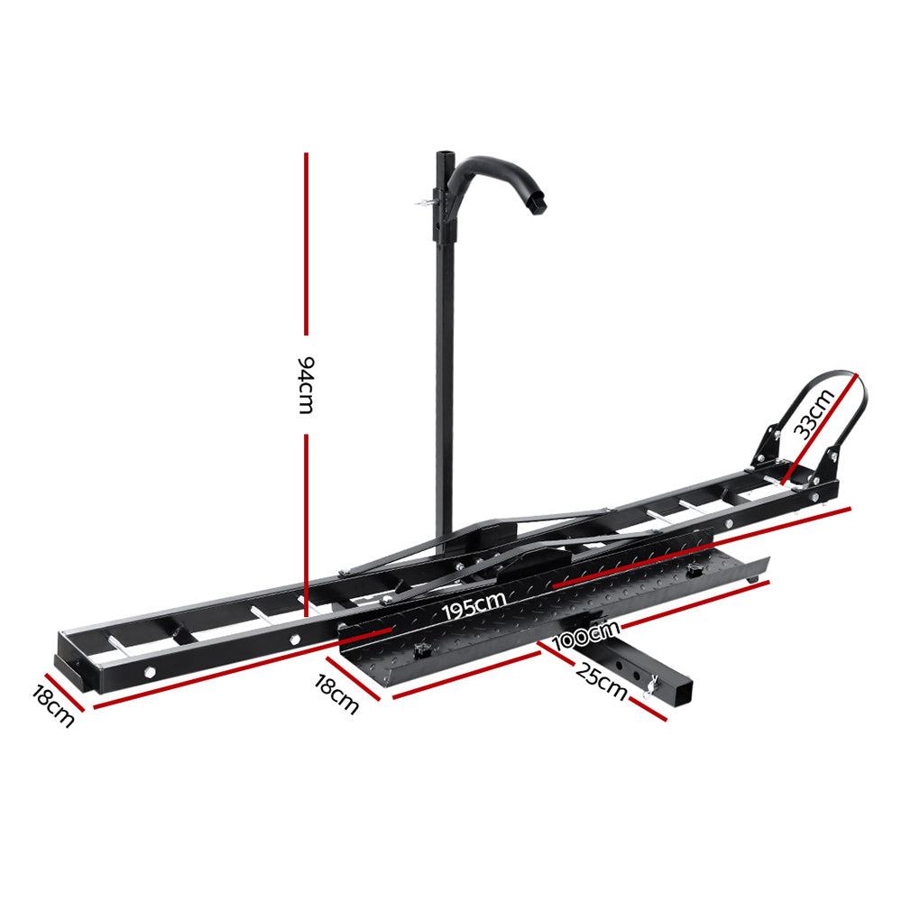 Giantz Motorcycle Motorbike Carrier Rack Ramp 2Towbar Adjustable Height Black,Giantz Motorcycle Moto