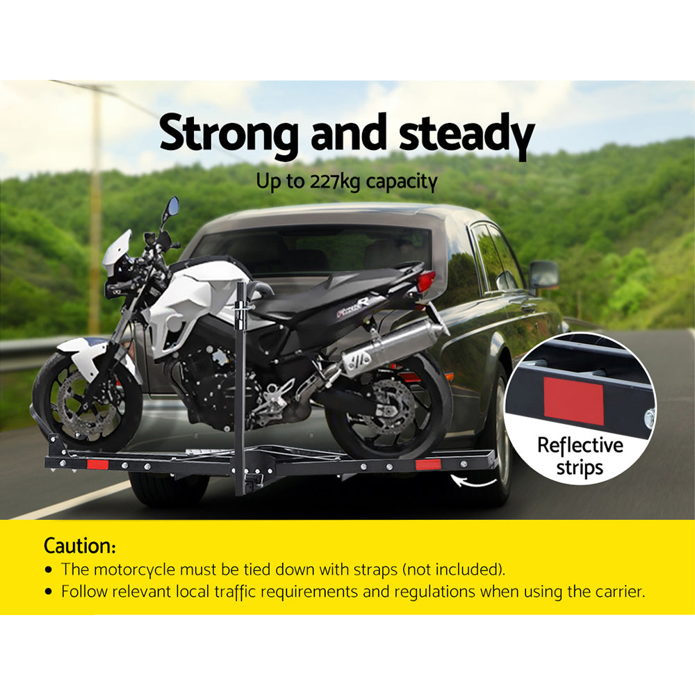 Giantz Motorcycle Motorbike Carrier Rack Ramp 2Towbar Adjustable Height Black,Giantz Motorcycle Moto