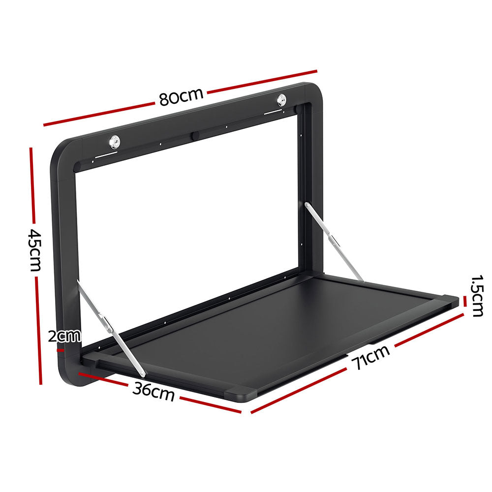 Weisshorn Portable Folding Caravan Table - 800mm x 450mm with Locking Mechanism - Black