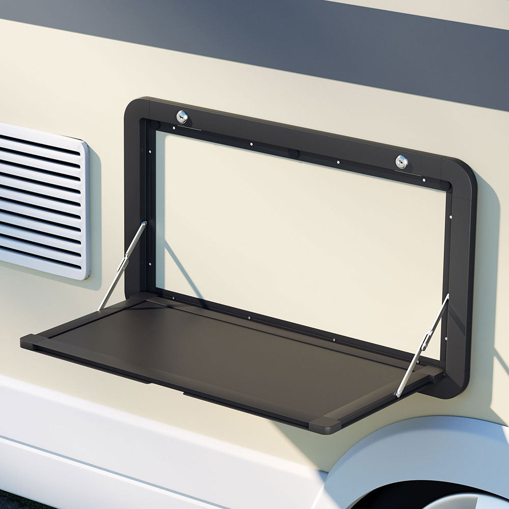 Weisshorn Portable Folding Caravan Table - 800mm x 450mm with Locking Mechanism - Black