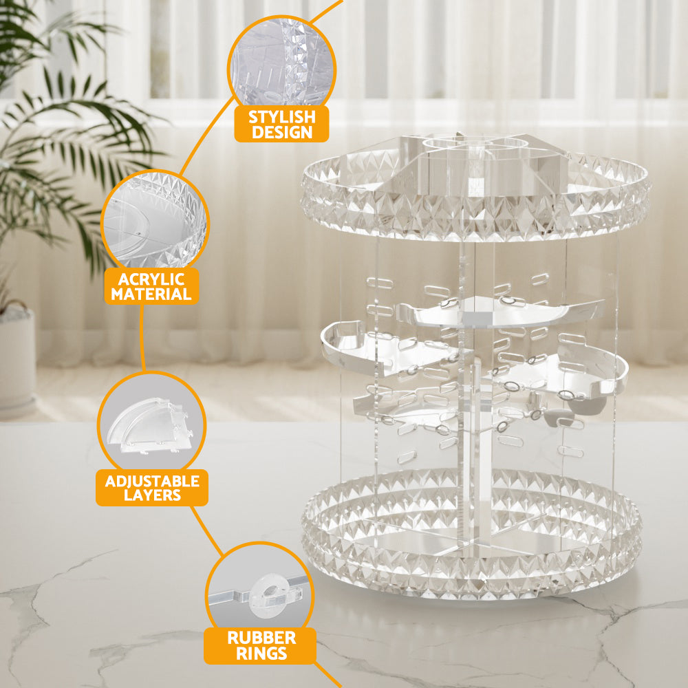 360° Rotating Acrylic Makeup Organizer - Embellir Cosmetic Storage Case