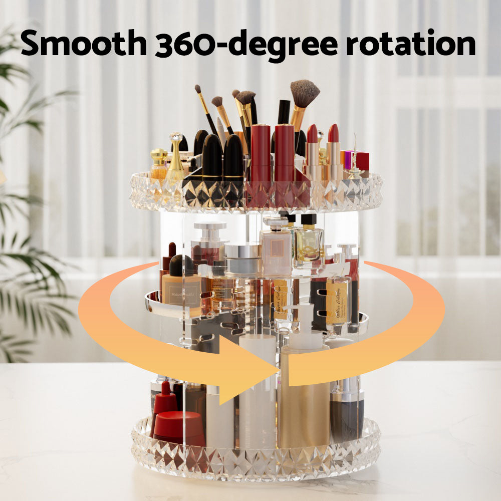 360° Rotating Acrylic Makeup Organizer - Embellir Cosmetic Storage Case