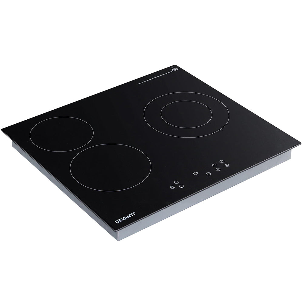 Devanti 60cm Touch Control Electric Ceramic Cooktop with 4 High-Power Burners and Timer