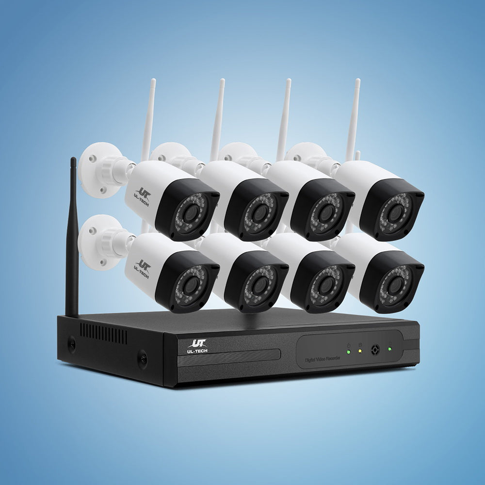 UL-Tech 3MP 8-Channel Wireless CCTV System with 8 HD Cameras