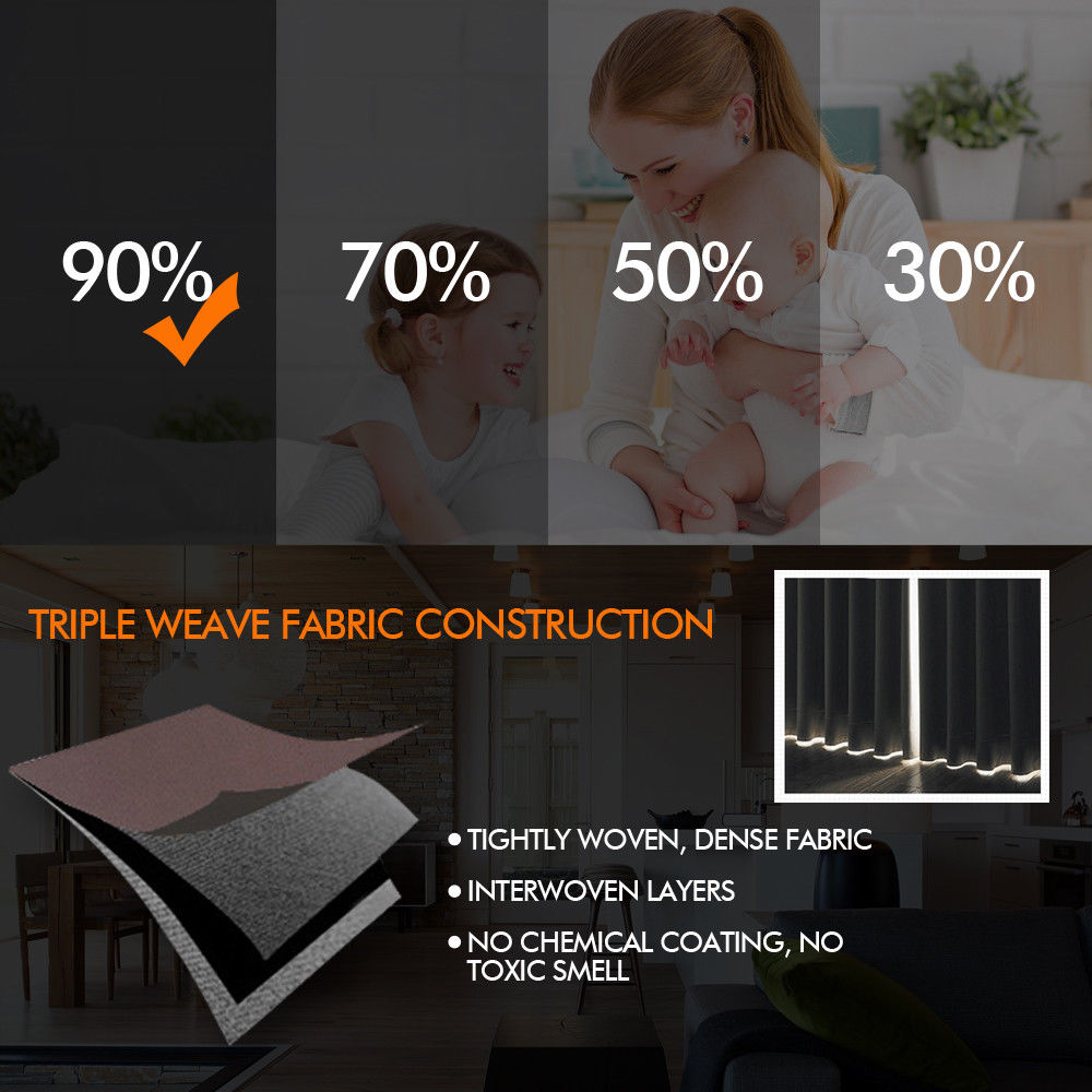 2x 100% Blockout Curtains Panels 3 Layers Eyelet Charcoal 240x230cm