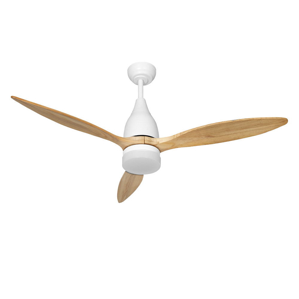 Devanti 52 Remote-Controlled Ceiling Fan with LED Light - Light Wood Finish