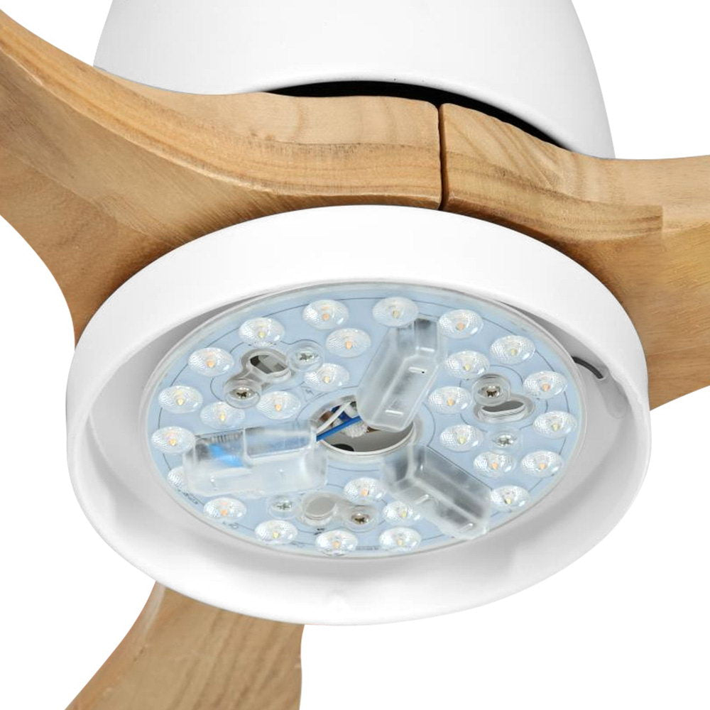 Devanti 52 Remote-Controlled Ceiling Fan with LED Light - Light Wood Finish