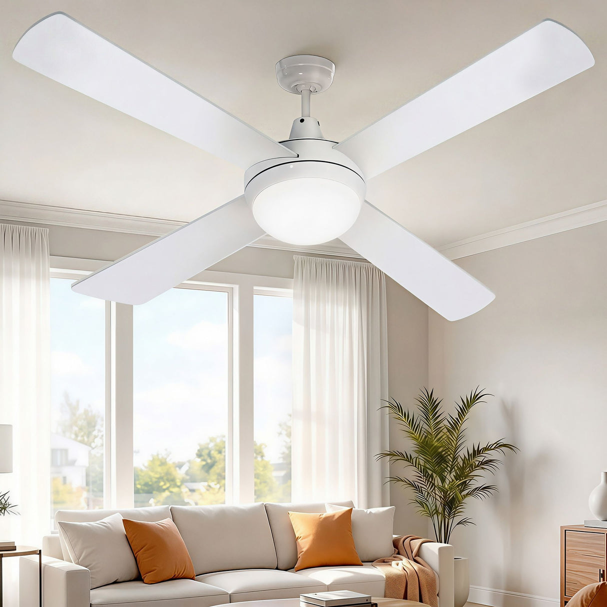 Devanti 52'' Ceiling Fan AC Motor w/Light w/Remote - White