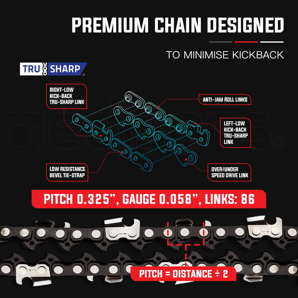 Baumr-AG 22' Premium 0.325' Pitch Commercial Chainsaw Chain Replacement