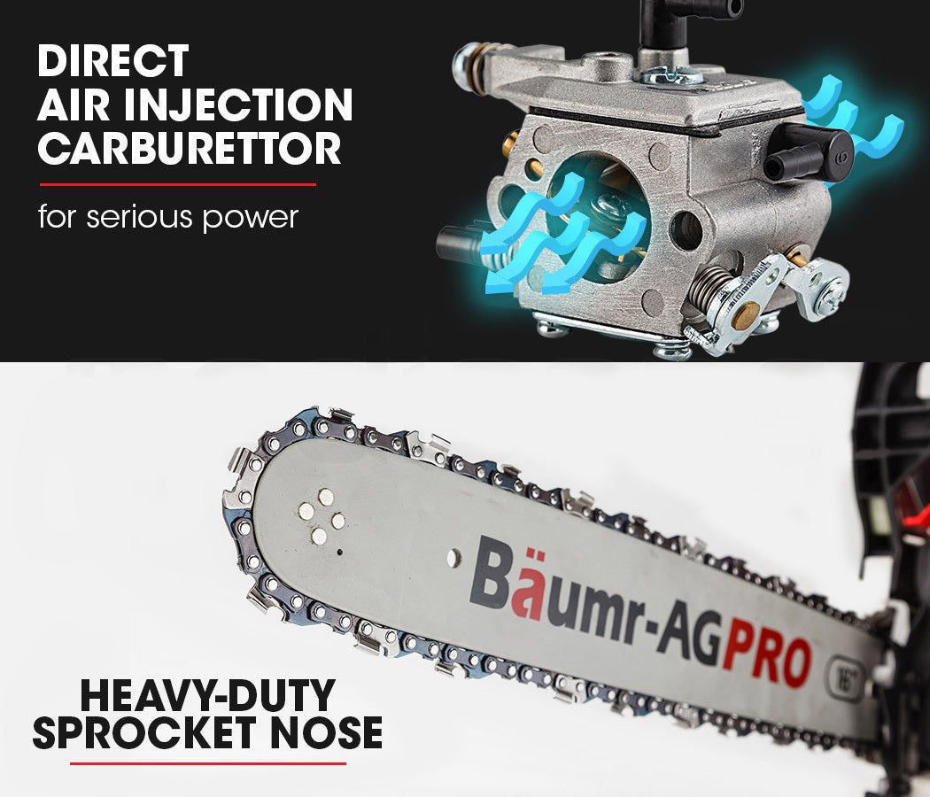 BAUMR-AG 38CC Petrol Commercial Chainsaw 16' Bar E-Start 3.2HP Pruning Chain Saw