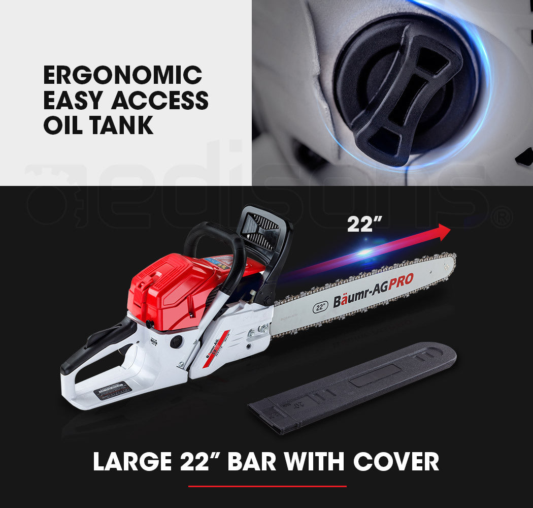 BAUMR-AG Commercial Petrol Chainsaw E-Start 22' Bar Chain Saw Tree Pruning Top Handle