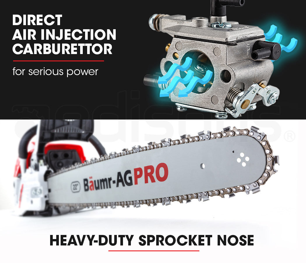 BAUMR-AG Commercial Petrol Chainsaw E-Start 22' Bar Chain Saw Tree Pruning Top Handle