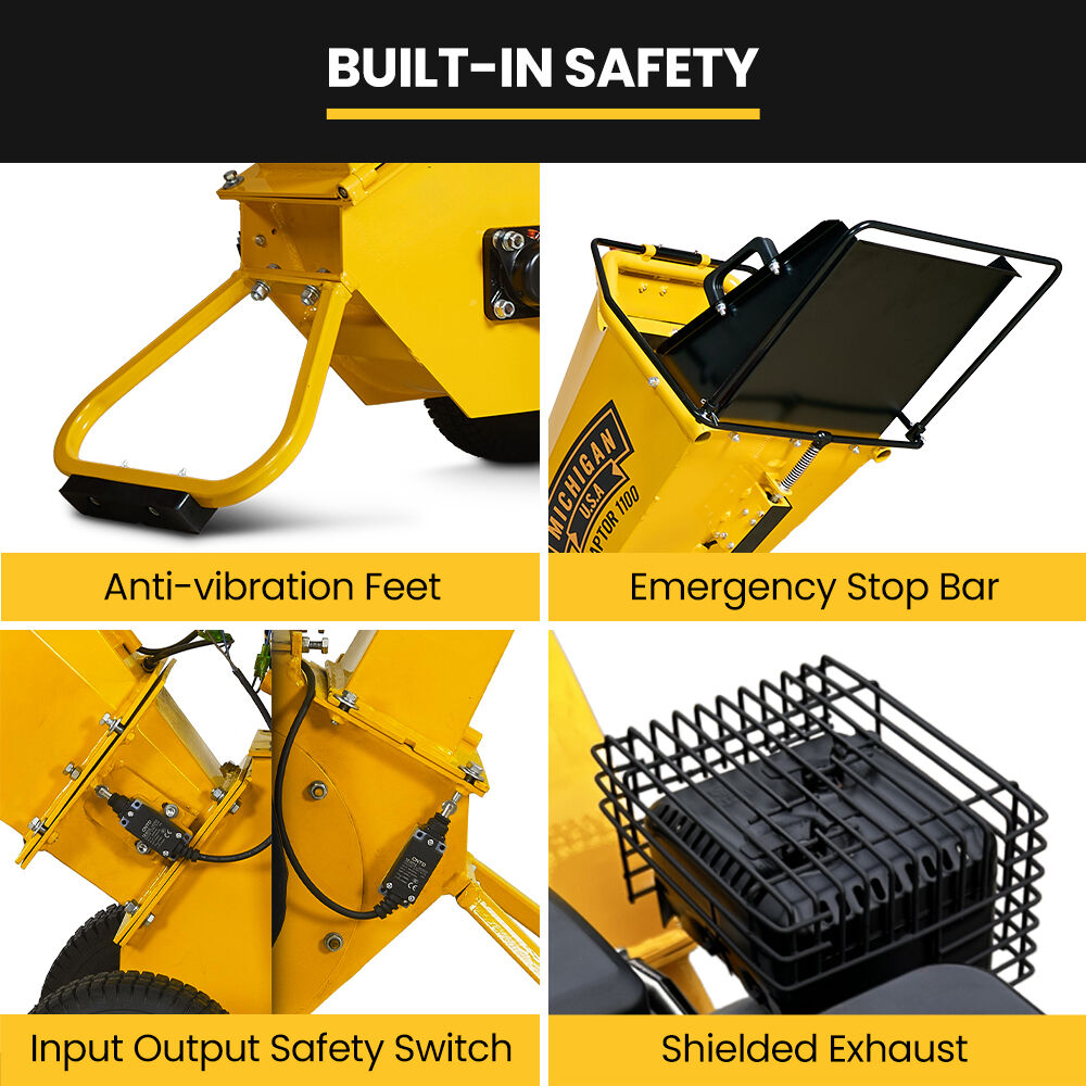 MICHIGAN 7HP 212cc Petrol Wood Chipper, Tree Mulcher - Raptor 1100