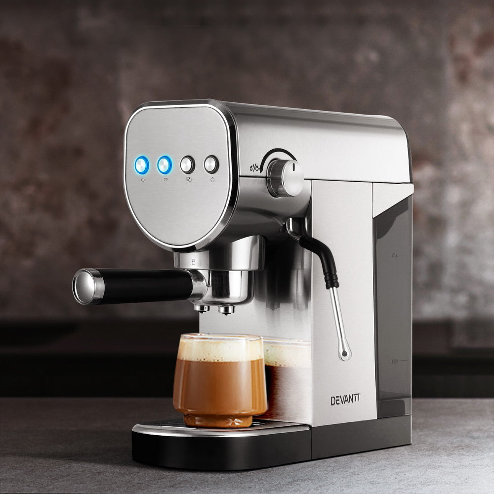 Devanti 20-Bar Espresso Coffee Maker with Milk Frothing Function