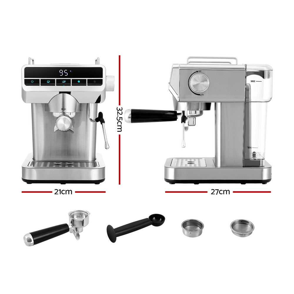 Devanti 20 Bar Espresso Coffee Maker with Milk Frother