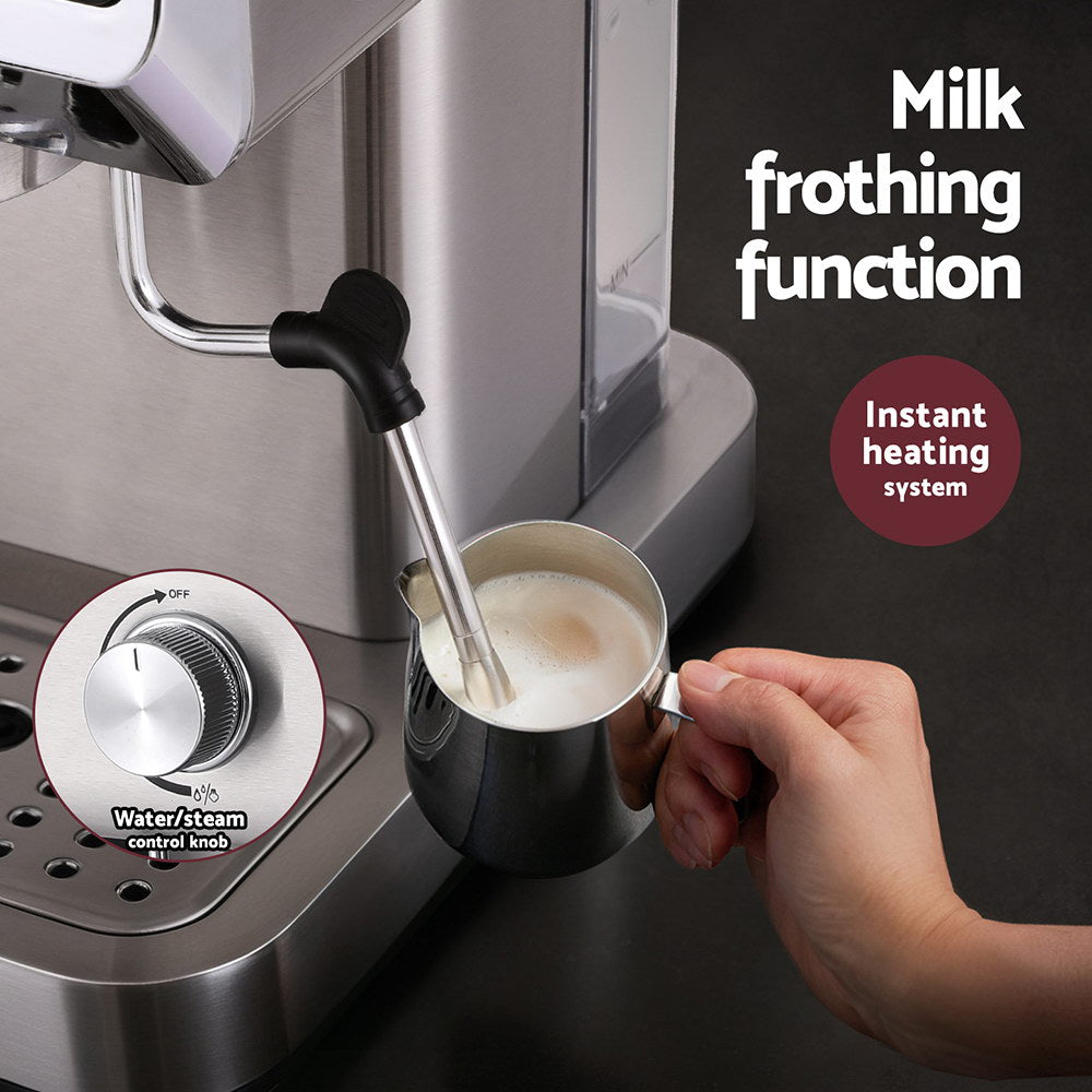 Devanti 20 Bar Espresso Coffee Maker with Milk Frother