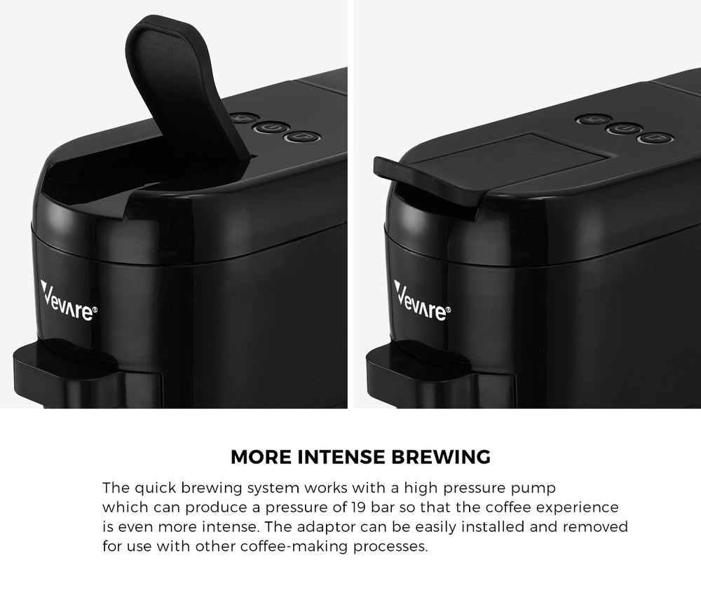 Vevare Capsule Coffee Machine 19 Bars 3-in-1 Nespresso Cafe Maker Black