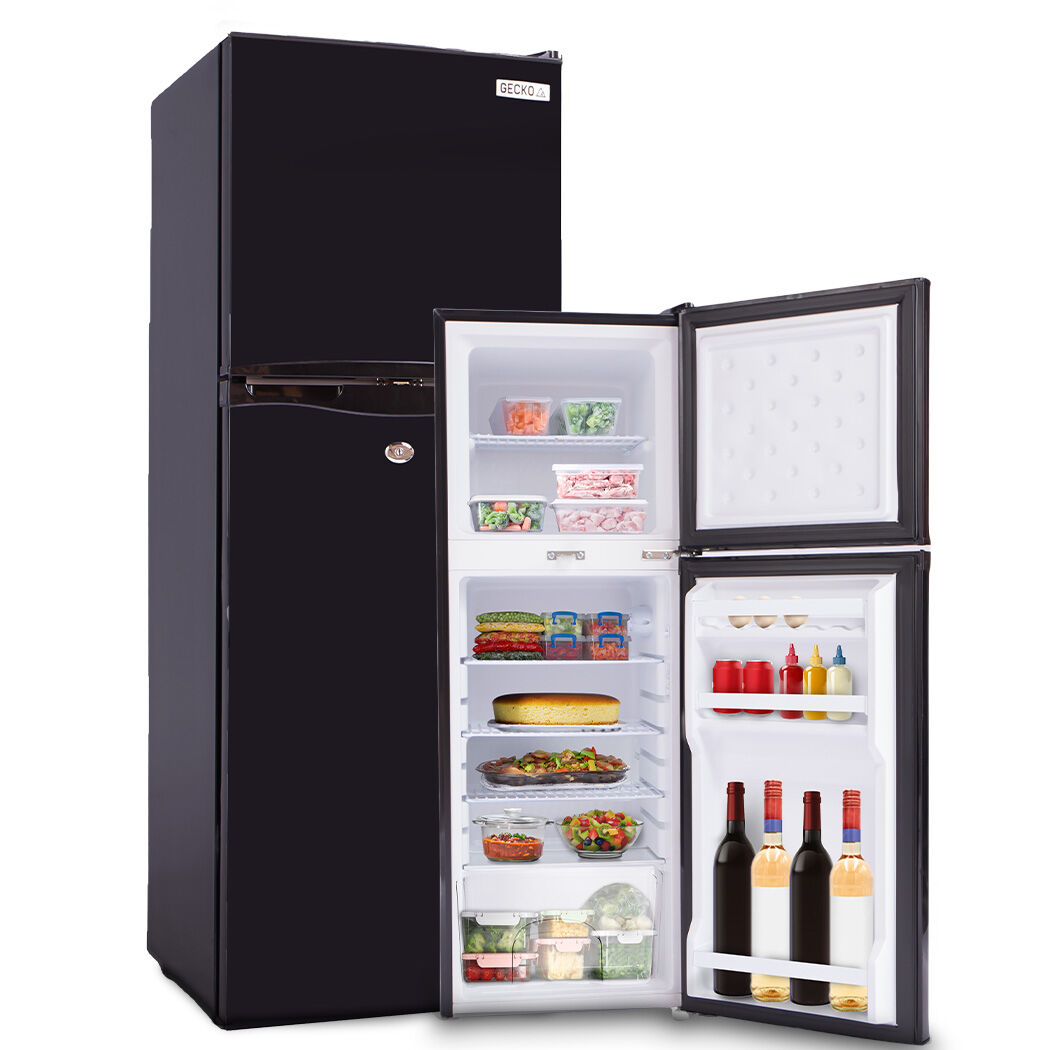 GECKO 142L Upright Portable Fridge / Freezer, 12V/24V for Motorhome and Caravan, Black
