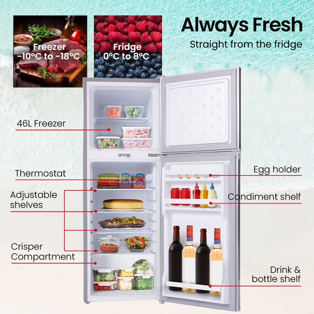 GECKO 142L Upright Portable Fridge / Freezer, 12V/24V for Motorhome and Caravan, Silver