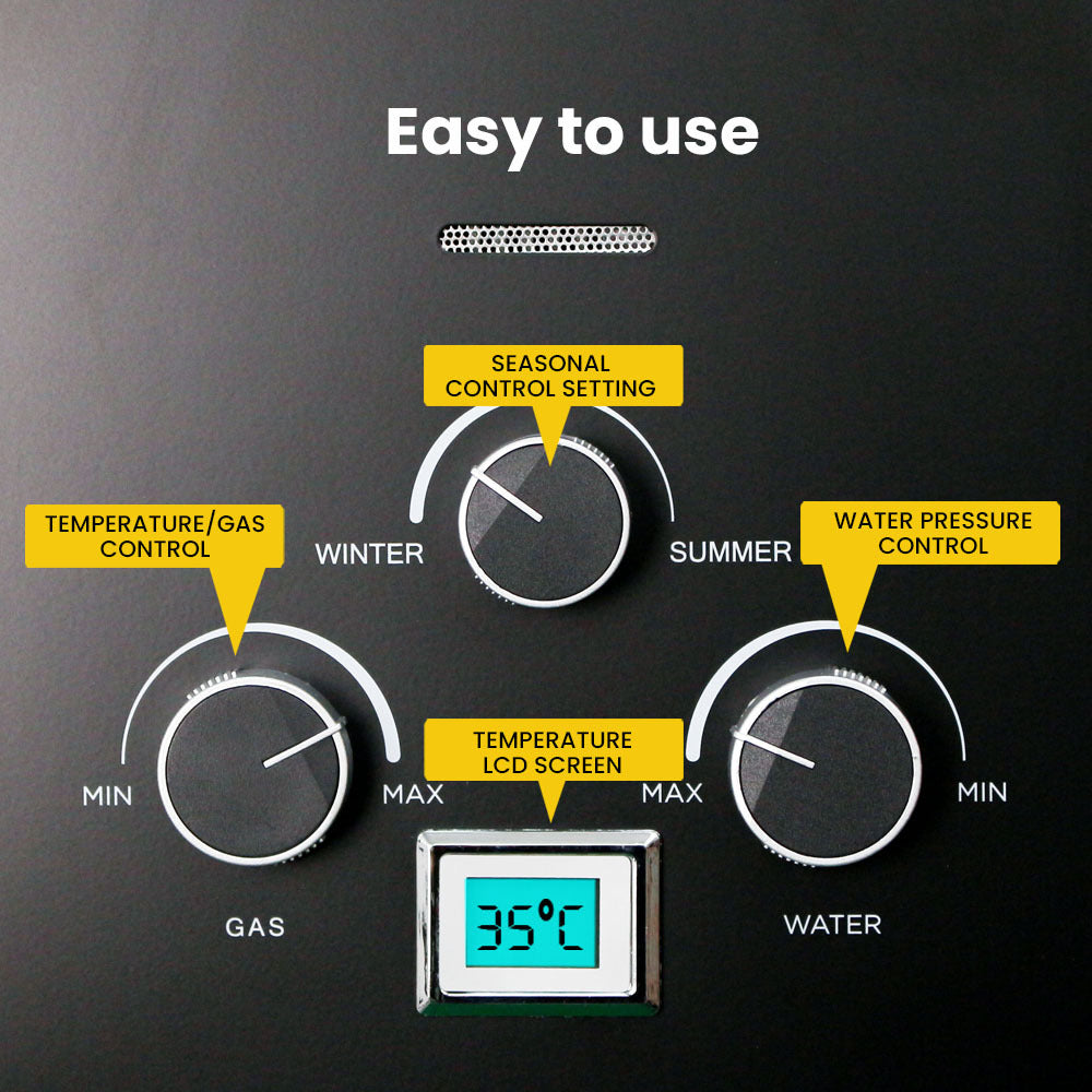 THERMOMATE Portable Gas Outdoor Camping Hot Water Heater System, with 12V Pump, Shower Head, Black