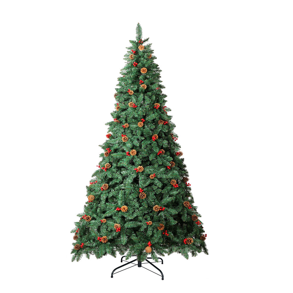 Tinseltown Christmas Tree 2.1M 7FT Xmas Decorations Green w/ LED Light and Pine Cones