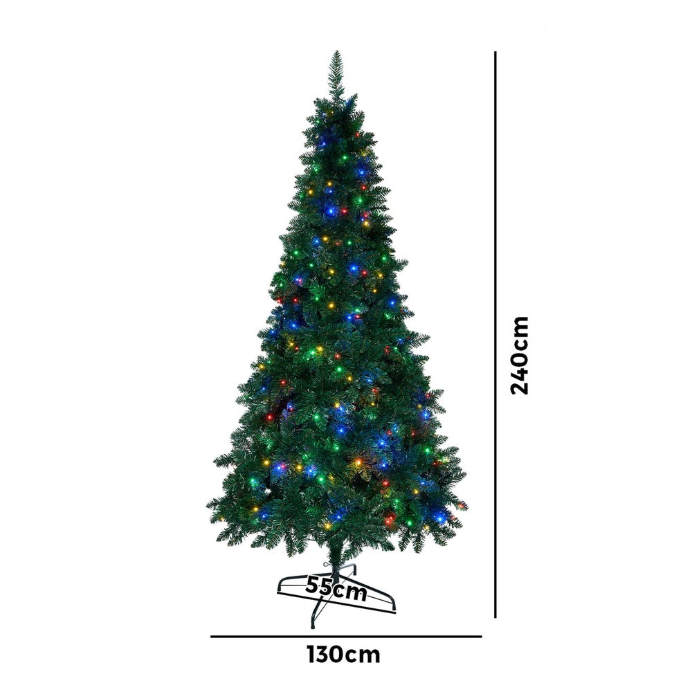 Tinseltown LED Christmas Tree 2.4M 8FT Multi Colour Lights 8 Flash Modes