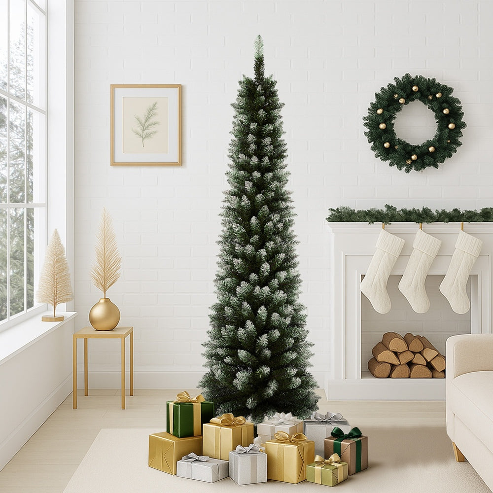 Tinseltown Slim Christmas Tree 1.8M 6FT Green and White