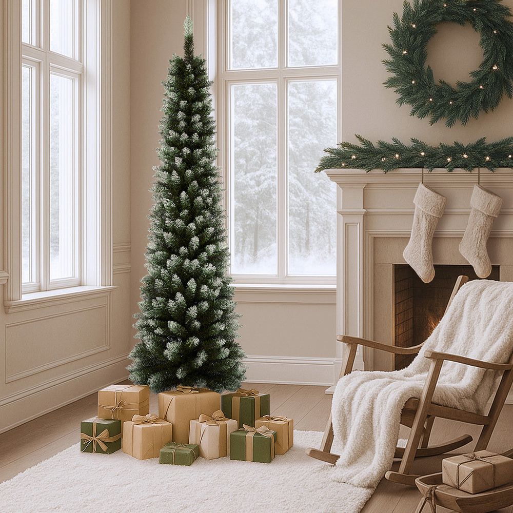 Tinseltown Slim Christmas Tree 1.8M 6FT Green and White