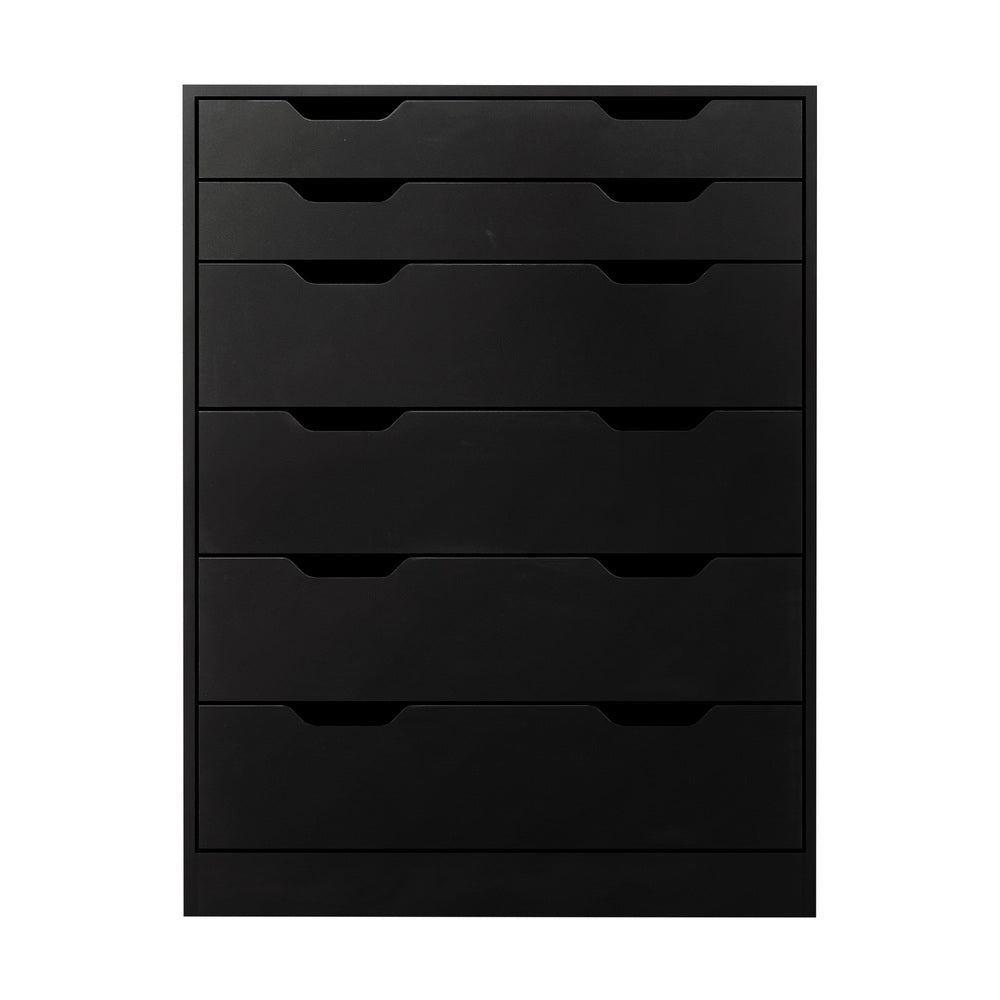 Oikiture 6 Chest of Drawers Air Gap Handles Black