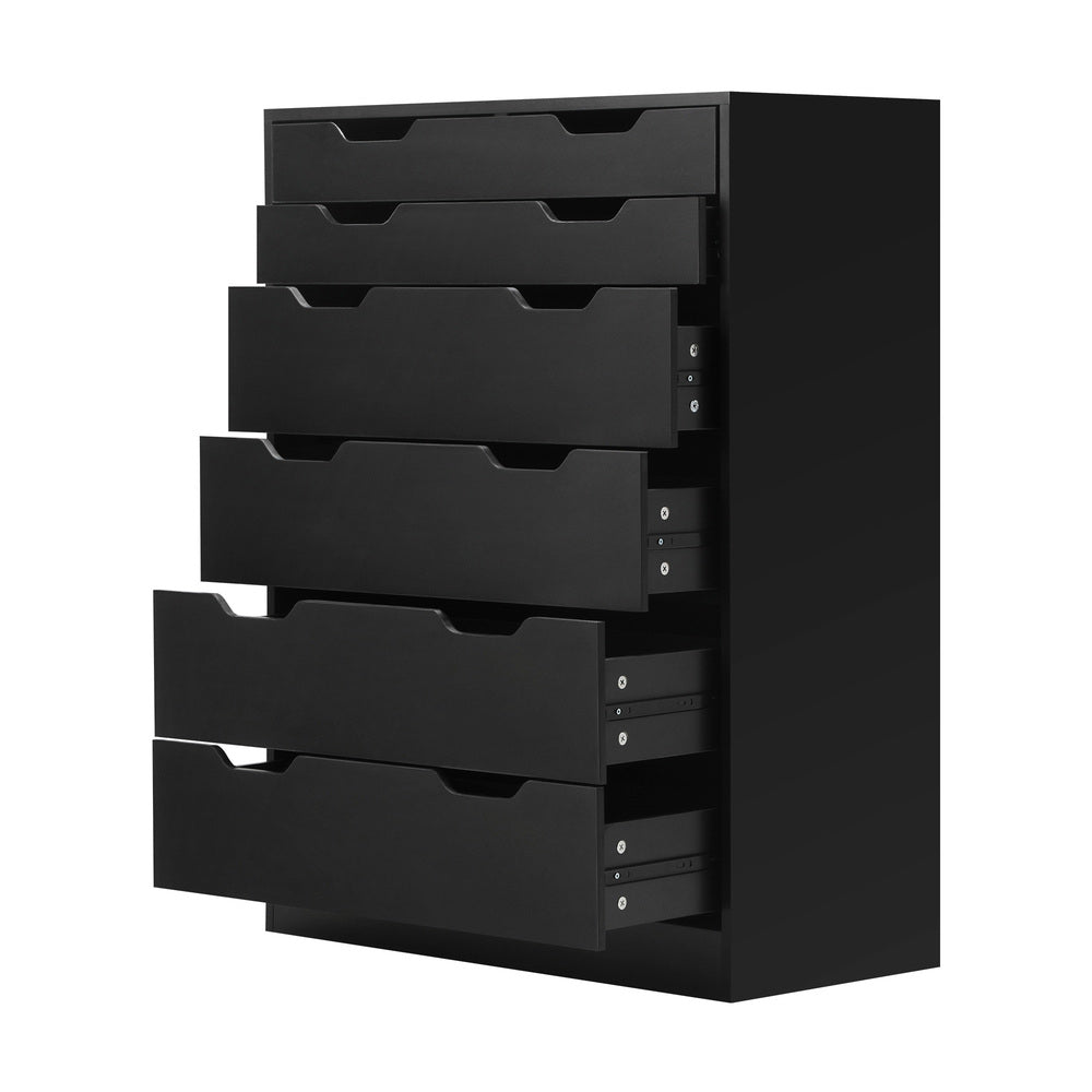 Oikiture 6 Chest of Drawers Air Gap Handles Black